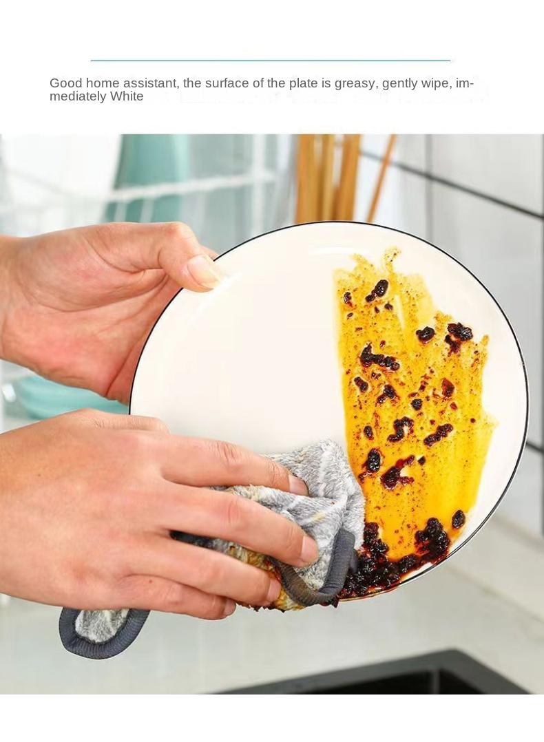 Y&D 10 Piece Bamboo Charcoal Fiber Oil-free Bowl Washing Thickened Water Absorbent Lint-free Cleaning Rag  - Image 4