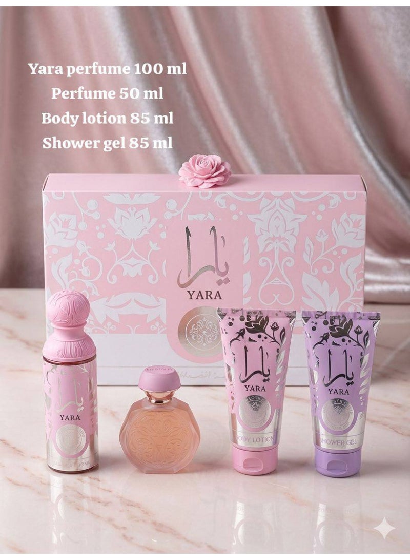 مجموعة النسائية 4 قطع – عطر 100 مل + عطر 50 مل + لوشن للجسم 85 مل + جل استحمام 85 مل