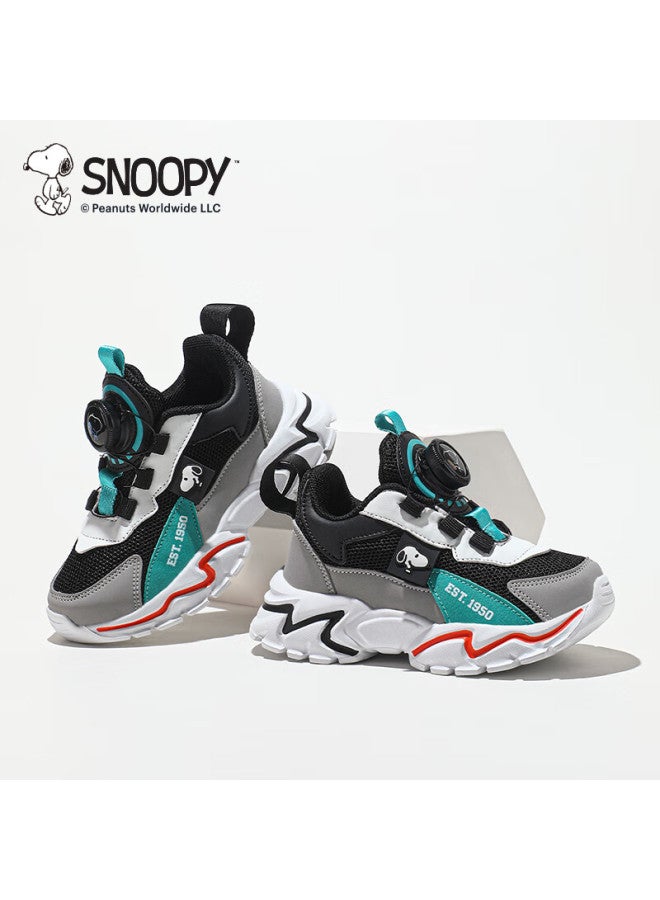 سنوبي Snoopy أحذية رياضية خفيفة للأطفال، أحذية عادية متعددة الاستخدامات لطلاب الأولاد والبنات في الخريف، 3813 رمادي وأسود، المقاس 31 - Image 1