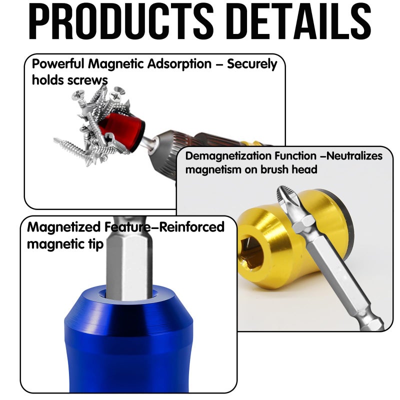 CYUXING 3Pcs Screwdriver Head Magnetic Ring, Screw Ring Set Removable Household Tool for Drills| Universal Bit Holder for Hex Screwdrivers & Power Bits | Alloy Screw Holder for DIY Repair - Image 3