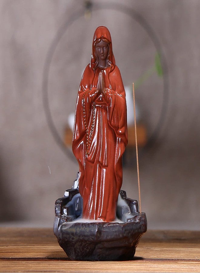 Haofy Ceramic Incense Holder, Incense Cones Backflow Smoke Jesus Virgin Incense Holder with 10 pcs Cones Stick Home Decoration Handicraft Gift Easter Mary Statue Waterfall (Virgin) - Image 2