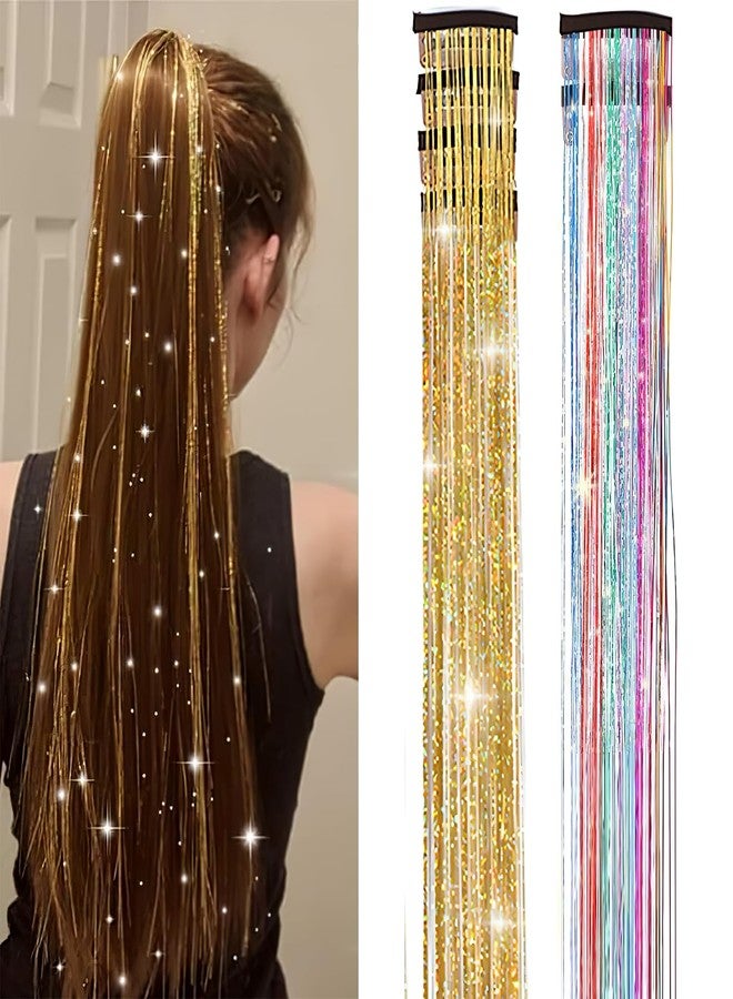 BendJoy® 6-Piece glitter Clip-in hair tinsels for women Vibrant Colors | Tangle-Free | Lightweight | Shimmering Strands | Easy to Apply | Party Hair Accessories - Image 1