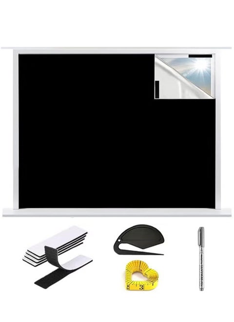 Blackout Curtain, 5 Pcs Set Blackout Shade with Velcro Strips, Portable Blackout Window Cover for Bedroom, Travel, Baby Nursery 145cm x 200cm
