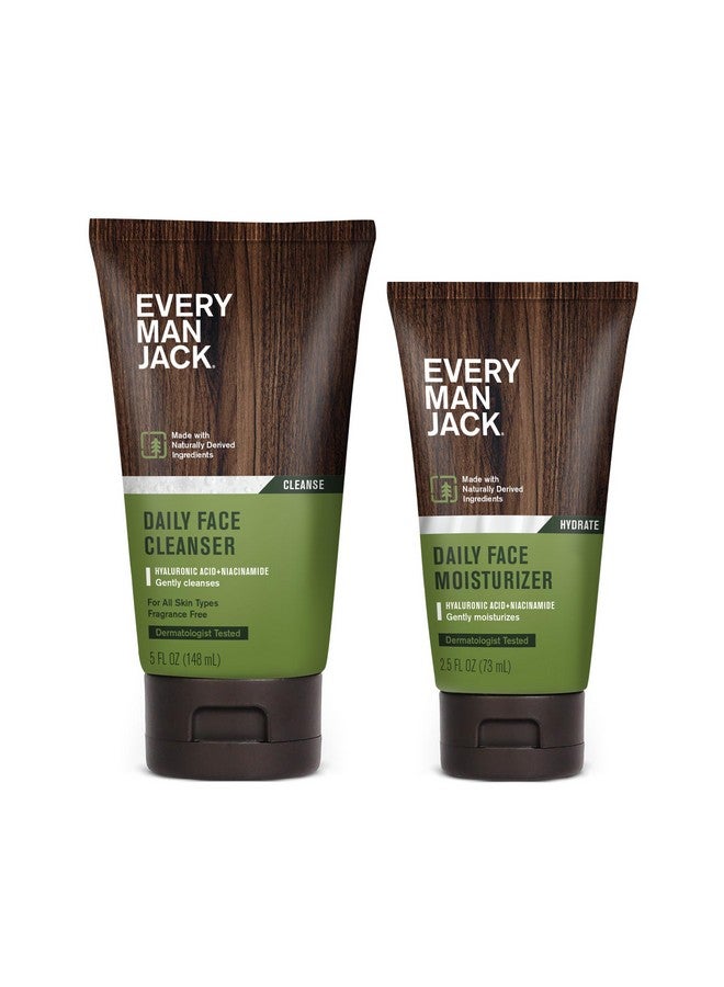 Every Man Jack Daily Face Wash & Lotion Set Deeply Cleanse Moisturize And Revive Dry Tired Skin With Hyaluronic Acid Niacinamide And Aloe Vera 2Pack  - Image 1