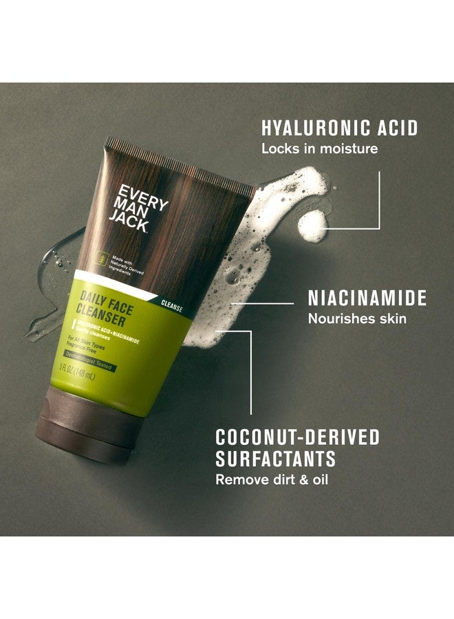 Every Man Jack Daily Face Wash & Lotion Set Deeply Cleanse Moisturize And Revive Dry Tired Skin With Hyaluronic Acid Niacinamide And Aloe Vera 2Pack  - Image 2