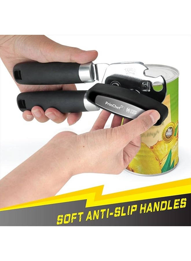 PrinChef Can Opener Manual, Can Openers with Magnet, No-Trouble-Lid-Lift, Handheld Can Opener Smooth Edge with Sharp Blade | Can Openers with Large Effort-Saving Handles, Easy Grip & Heavy Duty, Black - Image 3