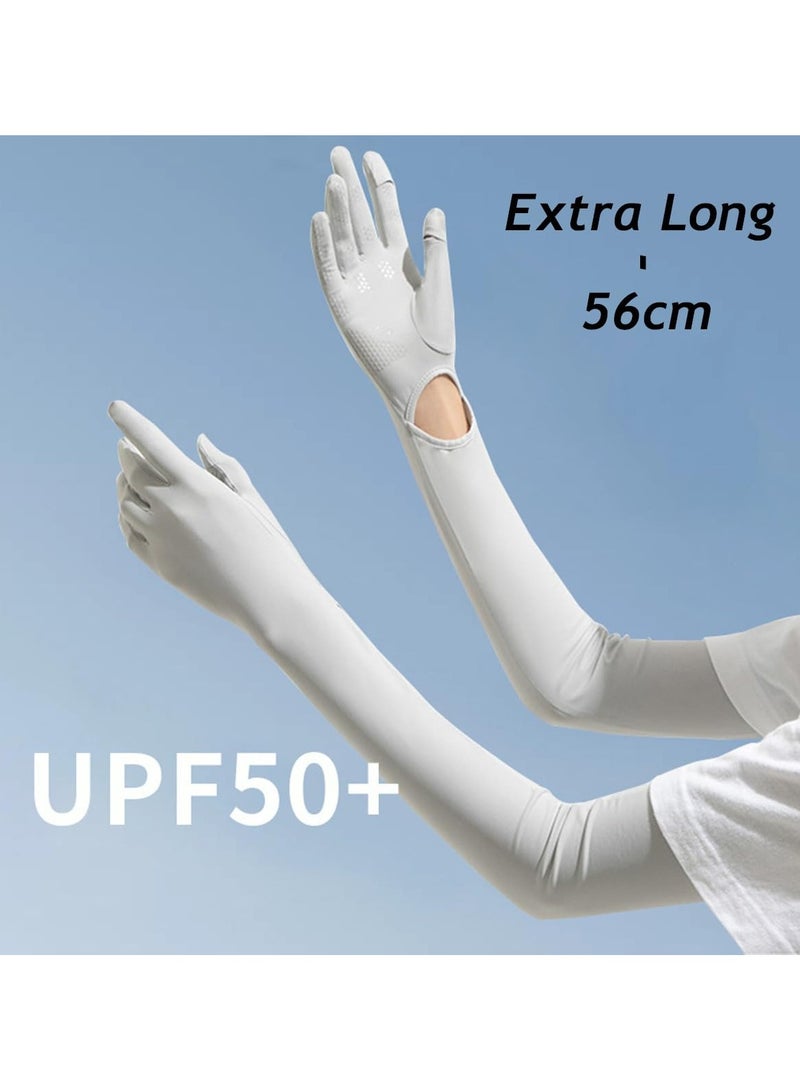 KOWVOWZ KOWVOWZ Women UV  Long Sun Protection Gloves, Non Slip Ice Silk Sunblock  Gloves, Touchscreen Full Finger  Cooling Arm Sleeves for Summer Fishing Driving Cycling Outdoor Activities  - Image 2