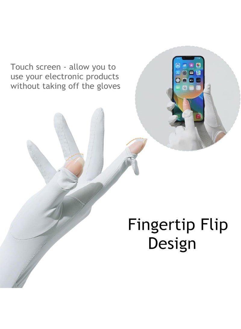 KOWVOWZ KOWVOWZ Women UV  Long Sun Protection Gloves, Non Slip Ice Silk Sunblock  Gloves, Touchscreen Full Finger  Cooling Arm Sleeves for Summer Fishing Driving Cycling Outdoor Activities  - Image 3