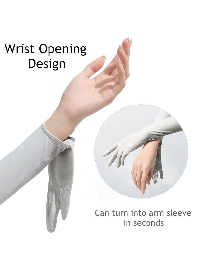 KOWVOWZ KOWVOWZ Women UV  Long Sun Protection Gloves, Non Slip Ice Silk Sunblock  Gloves, Touchscreen Full Finger  Cooling Arm Sleeves for Summer Fishing Driving Cycling Outdoor Activities  - Image 4