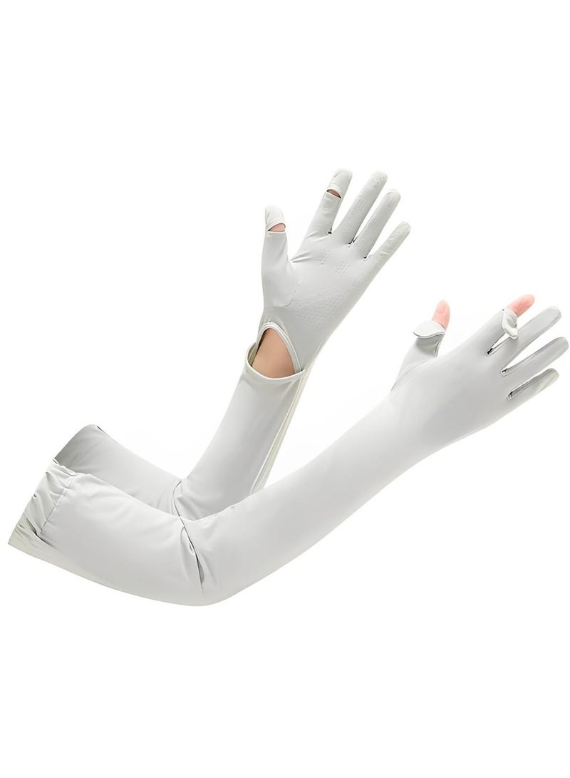 KOWVOWZ KOWVOWZ Women UV  Long Sun Protection Gloves, Non Slip Ice Silk Sunblock  Gloves, Touchscreen Full Finger  Cooling Arm Sleeves for Summer Fishing Driving Cycling Outdoor Activities  - Image 1