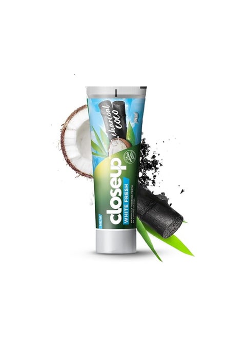 Closeup White Fresh Toothpaste, Charcoal Coco, naturally whitens teeth by lifting stains, 75ml