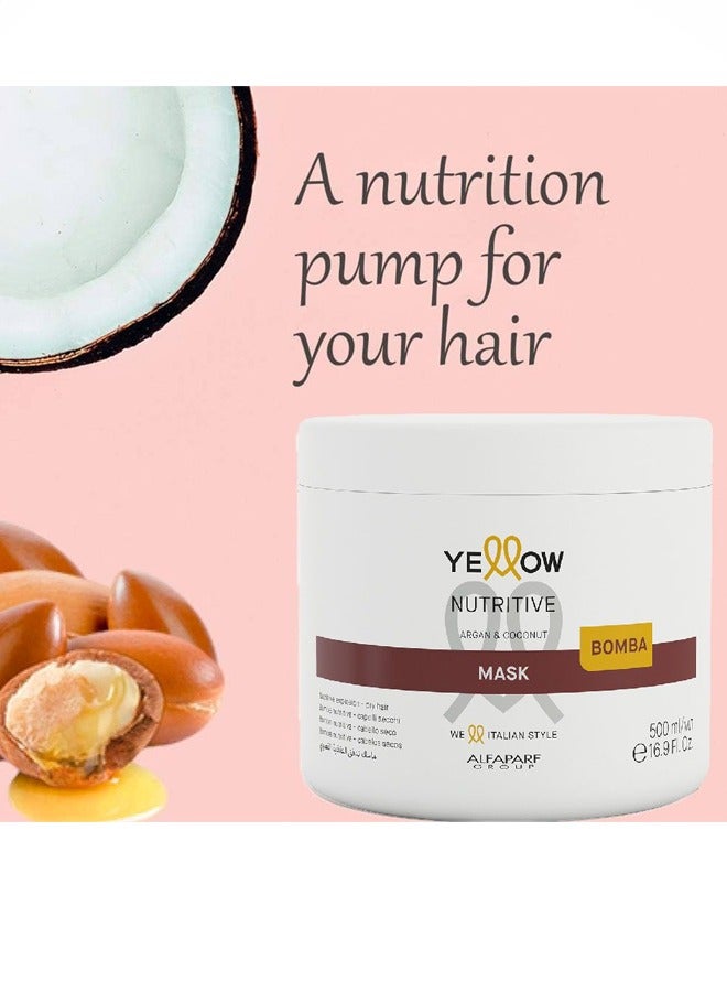 Yellow Nutritive Mask with Argan And Coconut 500ml - Image 2