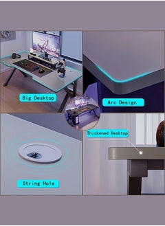 OHAHO K Shaped Gaming Desk 140cm Computer Table Home Office Computer Desk Table Large Desktop Easy to assemble  - Image 2