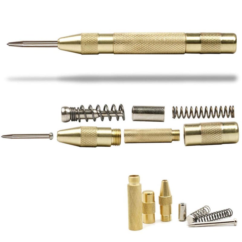 PAMISO 2 Pack Automatic Center Punch, 5.1 Inch Spring Loaded Drill Punch Tool,Brass Window Spring Punch Tool, Fixed Point & Car Window Glasses Break - Image 2