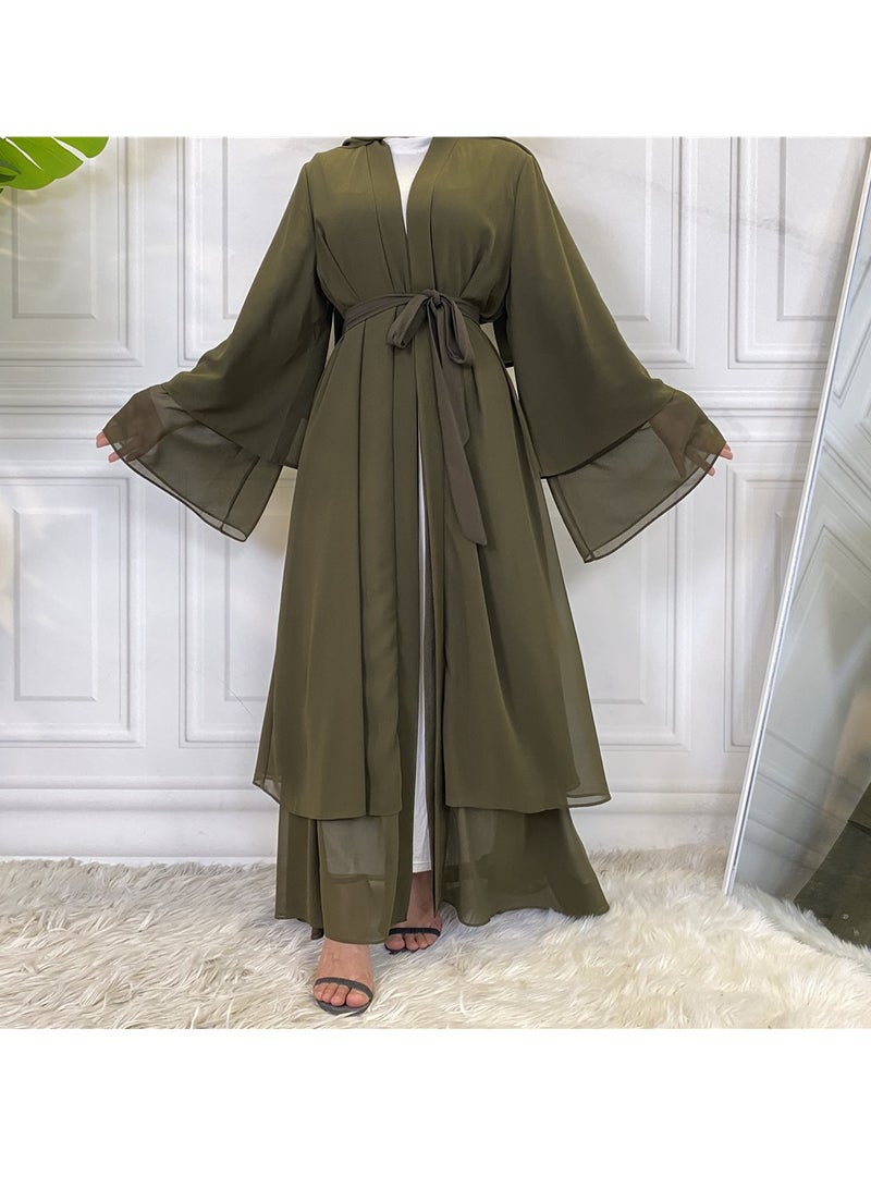 NIBEMINENT Women Abaya Comfortable Muslim Dress Solid Loose Fit Long Cardigan Hijab Durable And Breathable Robe Open Front Kaftan Maxi Dress For Women Teens - Image 1