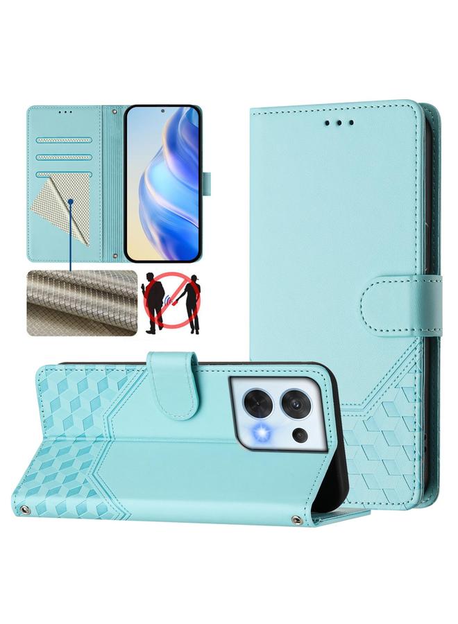 erorex Case For OPPO Reno8 5G Honeycomb Embossing RFID Leather Phone Case - Image 1