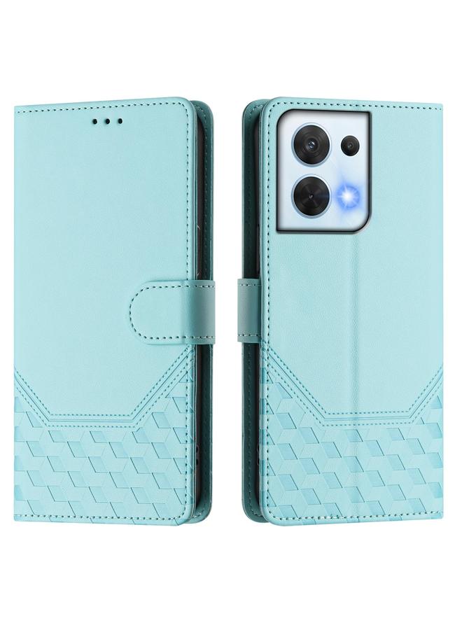 erorex Case For OPPO Reno8 5G Honeycomb Embossing RFID Leather Phone Case - Image 2