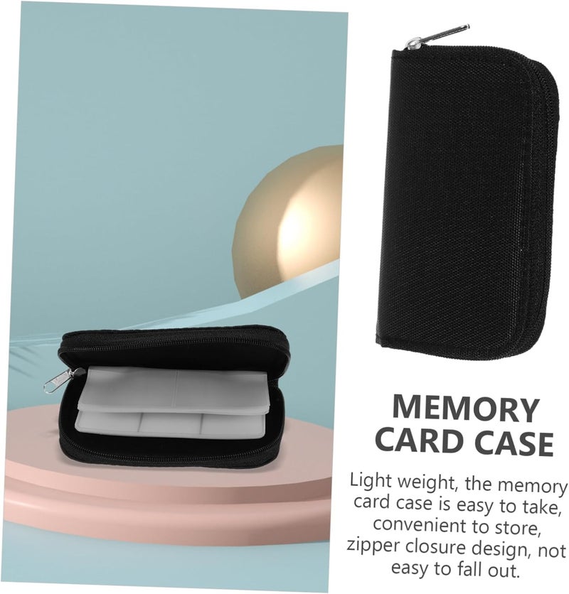 8sheets Memory Card Organizer Holder Case for Lightweight Zipper Closure Black - Image 2