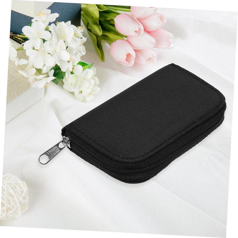 8sheets Memory Card Organizer Holder Case for Lightweight Zipper Closure Black - Image 3