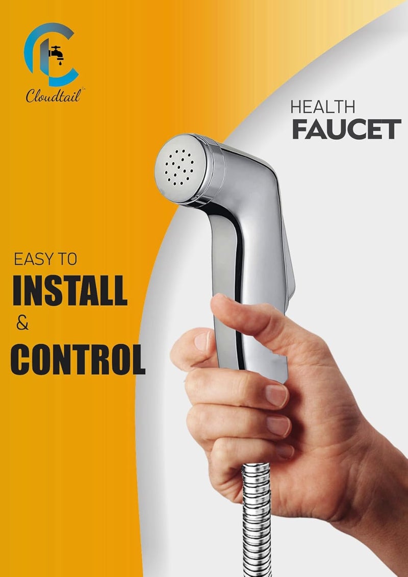 Cloudtail Cloudtail Health FaucetJet SprayArisHigh PressureDesigner1Mtr Ss TubeHosePipeWall Mount HookIdeal for KitchenSinkBathroomWash BasinMaterial AbsPlasticColor SilverSet of 1  - Image 2