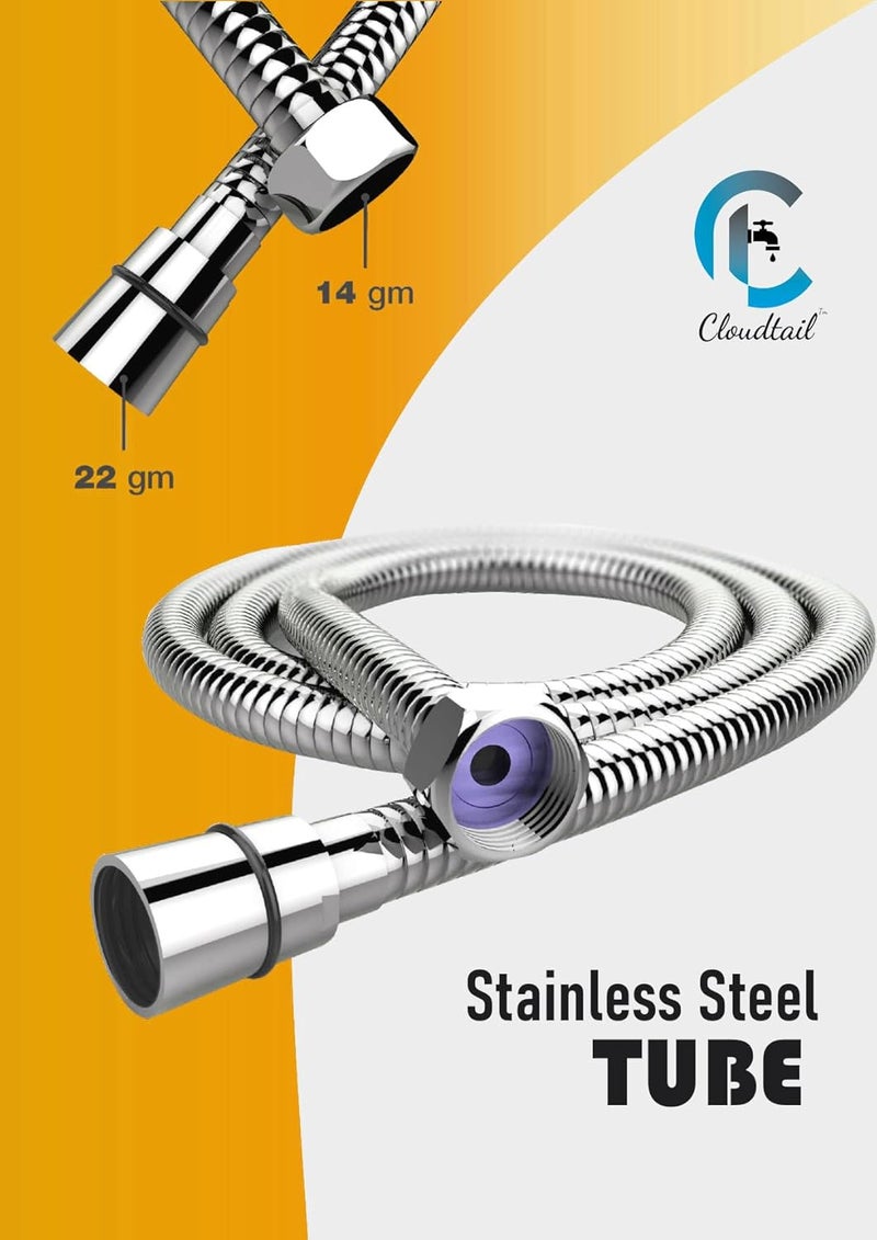 Cloudtail Cloudtail Health FaucetJet SprayArisHigh PressureDesigner1Mtr Ss TubeHosePipeWall Mount HookIdeal for KitchenSinkBathroomWash BasinMaterial AbsPlasticColor SilverSet of 1  - Image 4