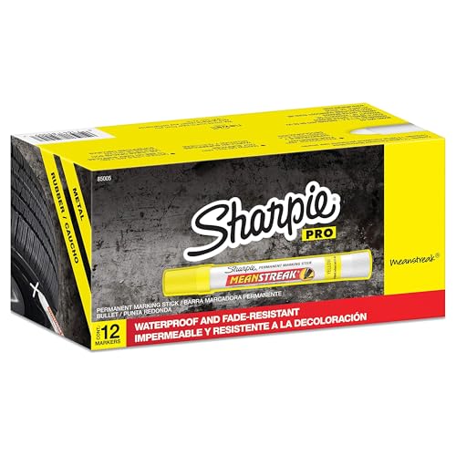 SHARPIE Mean Streak Permanent Marking Stick, Bullet Tip, Yellow (Pack of 12) - Image 1