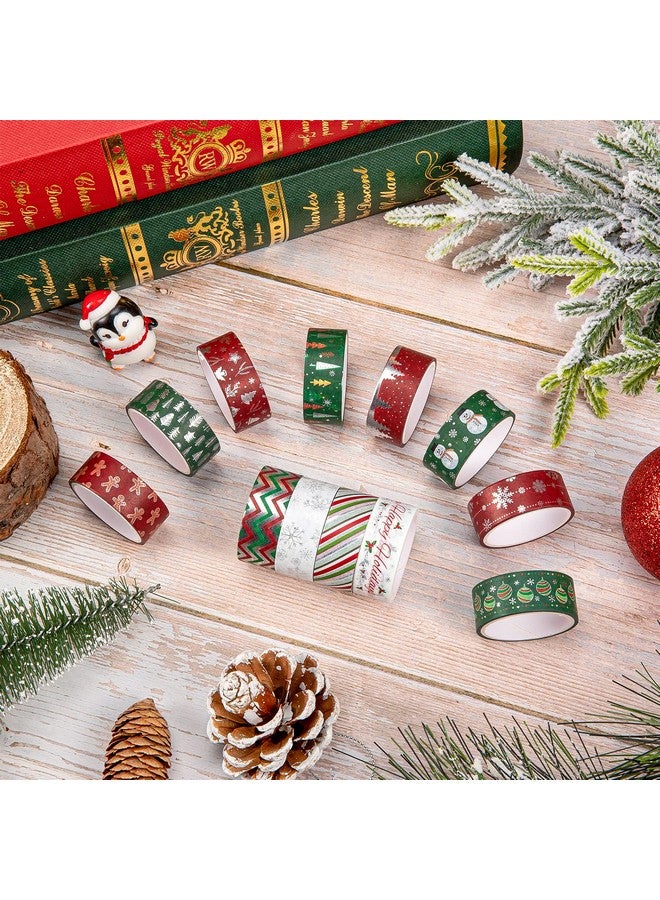Whaline 12 Rolls Christmas Washi Tape Foil Silver Snowflake Xmas Snowman Holiday Masking Tape For Scrapbook Journal Diy Craft Gift Wrapping - Image 4