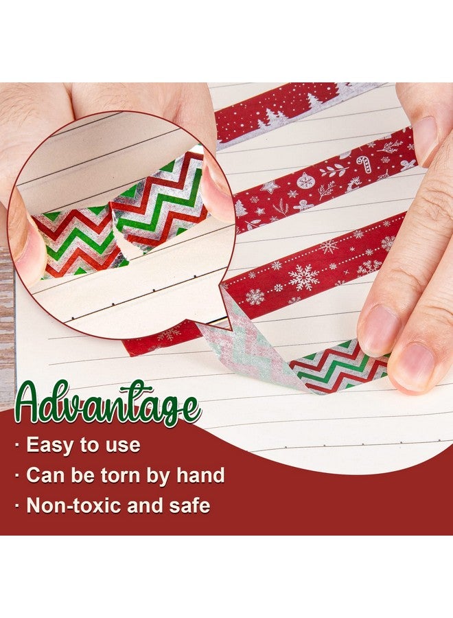 Whaline 12 Rolls Christmas Washi Tape Foil Silver Snowflake Xmas Snowman Holiday Masking Tape For Scrapbook Journal Diy Craft Gift Wrapping - Image 3