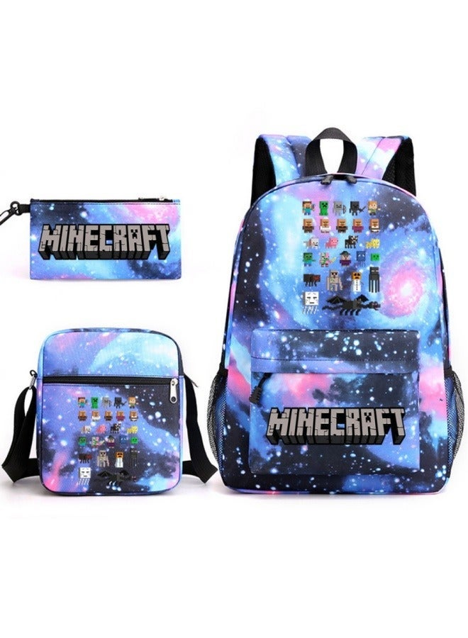 ماين كرافت 3PCS Backpack Set,Minecraft School Backpack,Large Capacity Casual Backpack with Lunch Bag and Pencil case for Boys Girls Students - Image 1