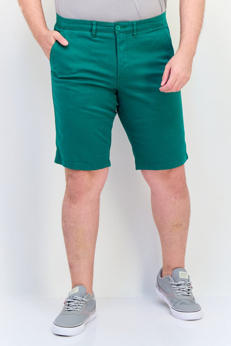 Celio Men Regular Fit Solid Chino Shorts, Green - Image 1