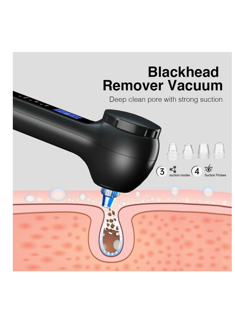 Excefore Face Scrubber Exfoliator with LCD Screen, Rechargeable Facial Cleansing Brush IPX7 Waterproof, 3 in 1 Blackhead Remover Vacuum for Exfoliating, Massaging and Deep Pore Cleansing, Black - Image 5