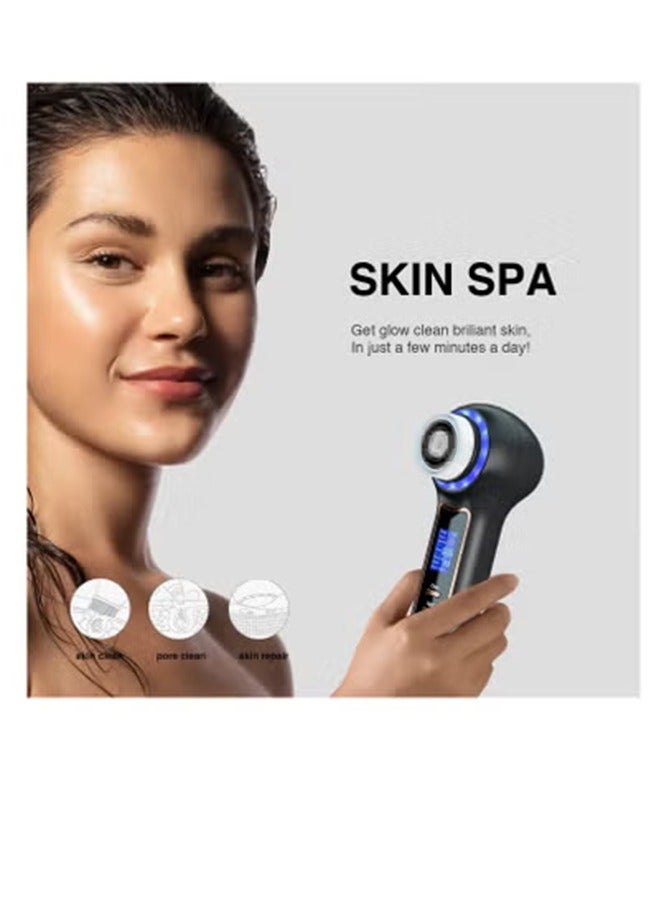 Excefore Face Scrubber Exfoliator with LCD Screen, Rechargeable Facial Cleansing Brush IPX7 Waterproof, 3 in 1 Blackhead Remover Vacuum for Exfoliating, Massaging and Deep Pore Cleansing, Black - Image 2