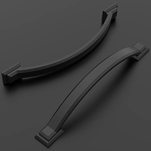 Amerdeco 10 Pack Matte Black Cabinet Pulls 4 Inch(102mm) Hole Centers, Handles for Kitchen Cabinet Hardware, Arch Cabinet Handles for Bathroom Dresser Drawer Handles ZH0016… - Image 2