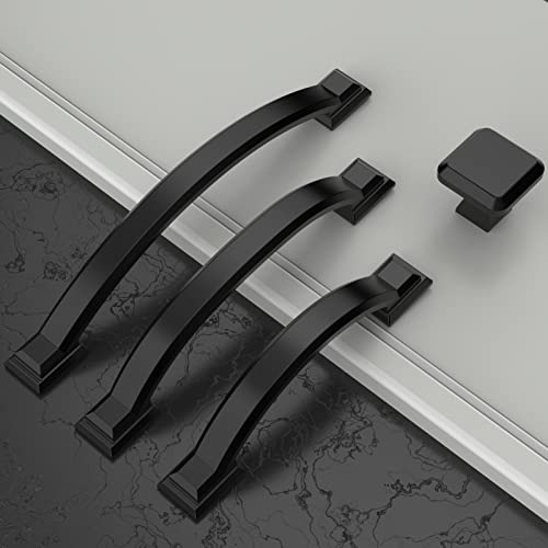 Amerdeco 10 Pack Matte Black Cabinet Pulls 4 Inch(102mm) Hole Centers, Handles for Kitchen Cabinet Hardware, Arch Cabinet Handles for Bathroom Dresser Drawer Handles ZH0016… - Image 3