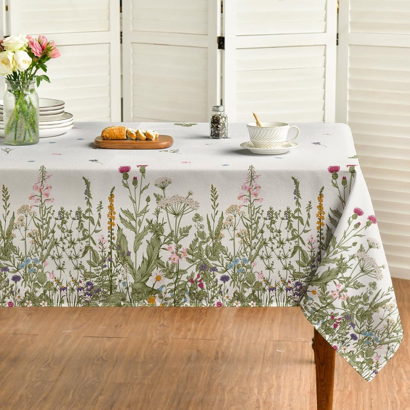 Horaldaily Horaldaily Spring Summer Tablecloth 60x120 Inch Rectangular Wild Flowers Floral Table Cover for Party Picnic Dinner Decor 