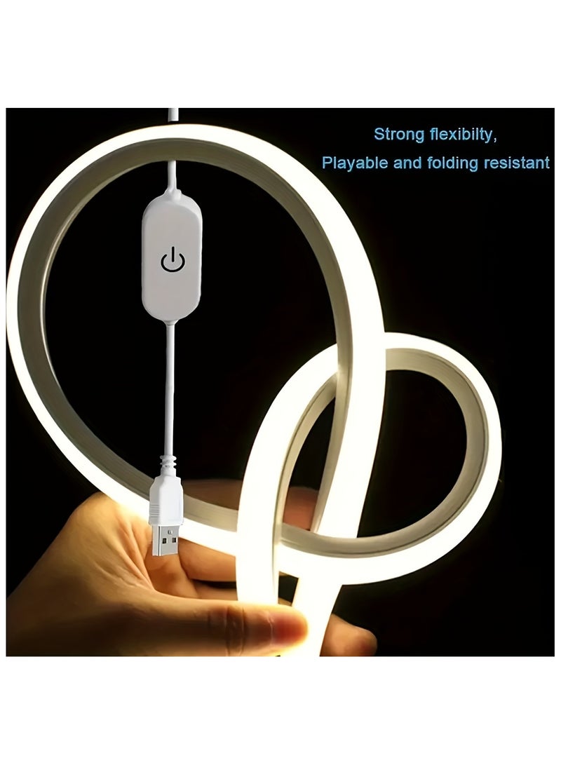 USB-Powered Neon LED Light Strip – 5V Low Voltage Super Bright, Flexible & Waterproof Touch Control for Mirror Decor, Gradient Vivid Atmosphere Lighting (Home/Bar/Car) - Image 2