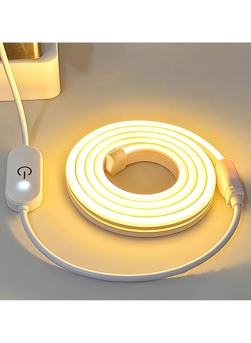 USB-Powered Neon LED Light Strip – 5V Low Voltage Super Bright, Flexible & Waterproof Touch Control for Mirror Decor, Gradient Vivid Atmosphere Lighting (Home/Bar/Car) - Image 1