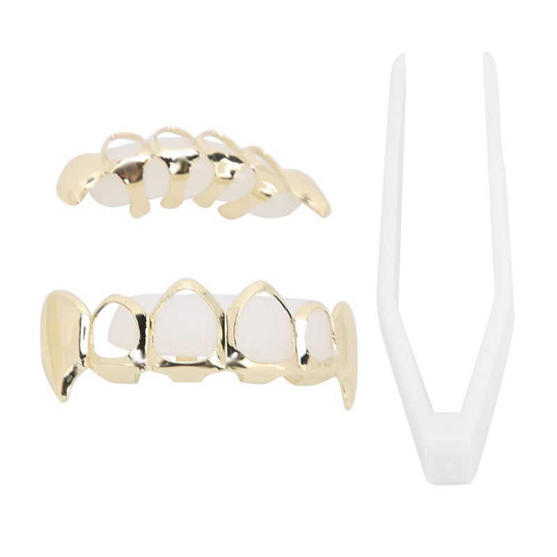 Hollow Plating Teeth Brace Fashionable Metal Teeth Decoration Jewelry for PartyGold - Image 2