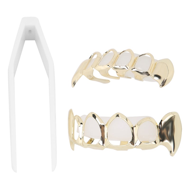 Hollow Plating Teeth Brace Fashionable Metal Teeth Decoration Jewelry for PartyGold - Image 1