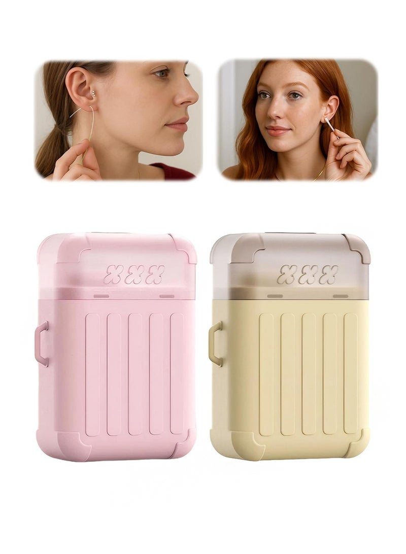 HaLunhi 2 Packs Ear Hole Cleaner，Piercing Cleaner Floss，Earring Hole Cleaner with 480 Pcs Disposable Ear Piercing Cleaning Floss，30 ml Cleaning Solution for Women Men（Rose flavor+Mint） - Image 1