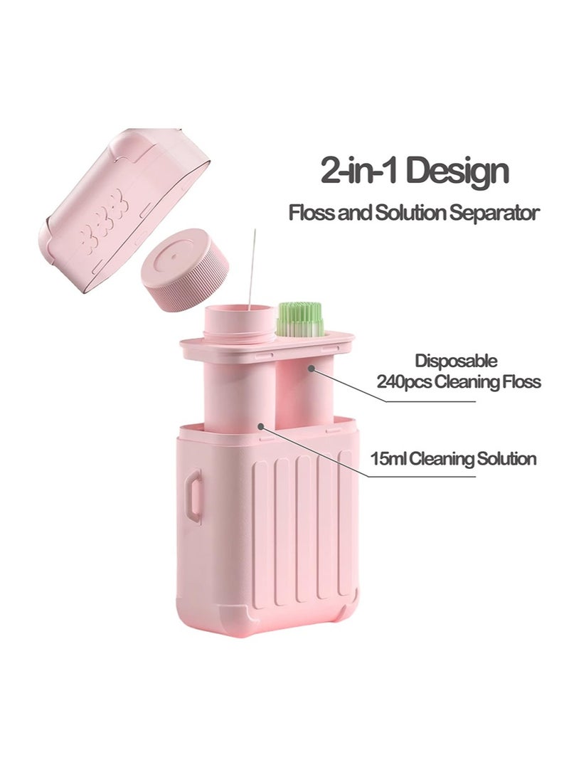 HaLunhi 2 Packs Ear Hole Cleaner，Piercing Cleaner Floss，Earring Hole Cleaner with 480 Pcs Disposable Ear Piercing Cleaning Floss，30 ml Cleaning Solution for Women Men（Rose flavor+Mint） - Image 2