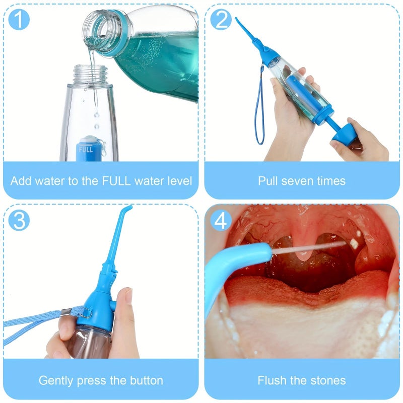 1pc Air Pressure Portable Oral Irrigator Oral Cleaning Care Home Manual Dental Flosser Water Floss Tooth Cleaner Blue - Image 4