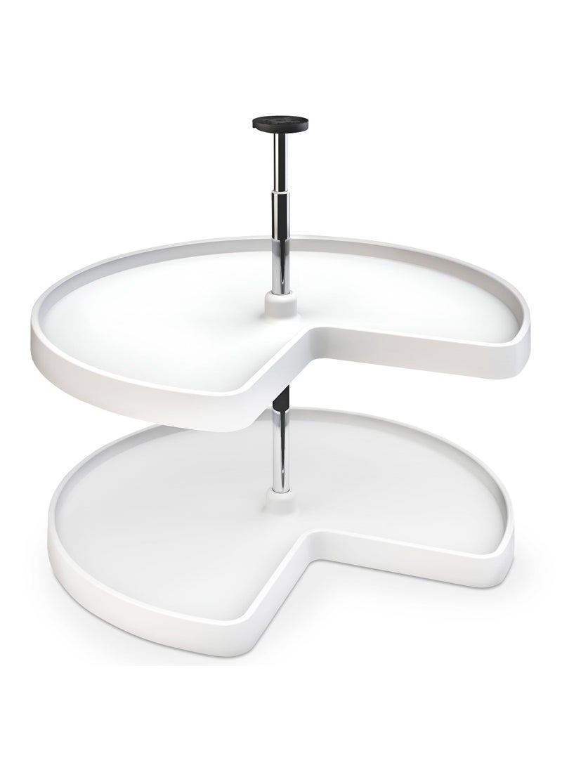 Rev-A-Shelf RevAShelf 2 Tier Kidney Cut Lazy Susan for Corner Base Cabinets Plastic 28 Double Shelf Swivel Kitchen SpiceCan Organizer White 3472281152 