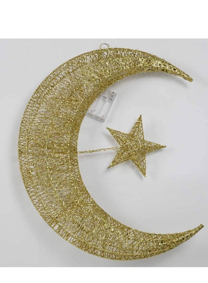 ACLIX Ramadan Lantern and Ramadan Decorations for Home, Eid Mubarak Hilal Crescent Led Light with Battery Decoration and Lights for Room Decoration 50 cm - Image 2