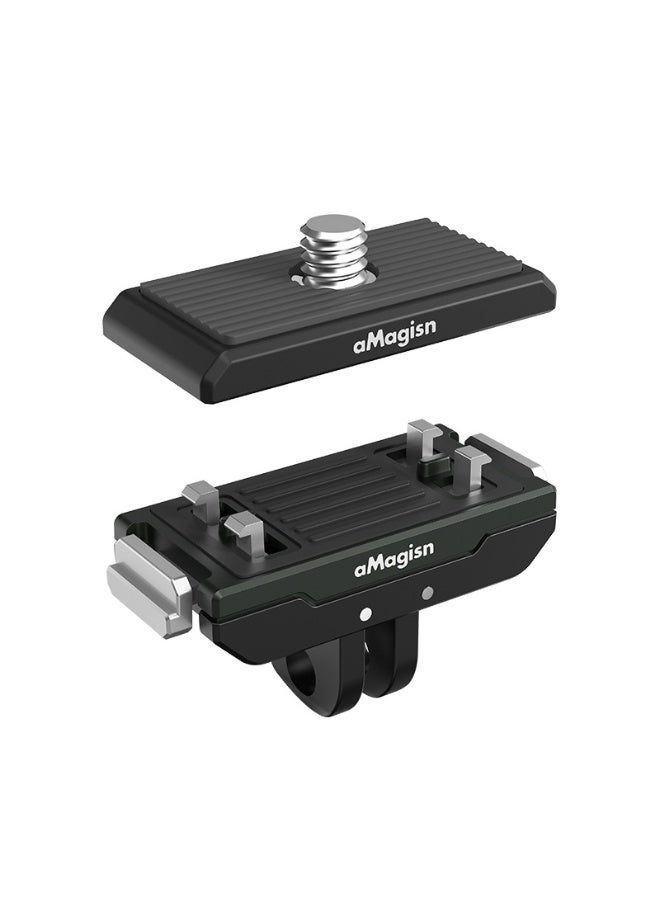 aMagisn Metal Magnetic Quick-Release Dual Interface Base Compatible with Insta360 X5/Ace Pro 2 – Lightweight Anti-Vibration Mount with Secure Lock and Compact Design – Action Camera Accessory  - Image 2