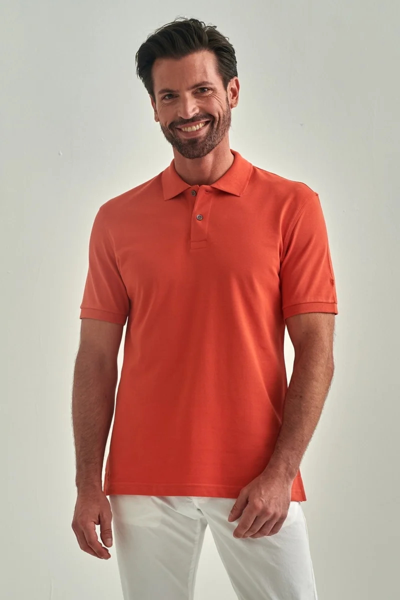 Bisse Men's Underwire Collar Basic Regular Fit T-Shirt ORANJ TS22Y22013_D22