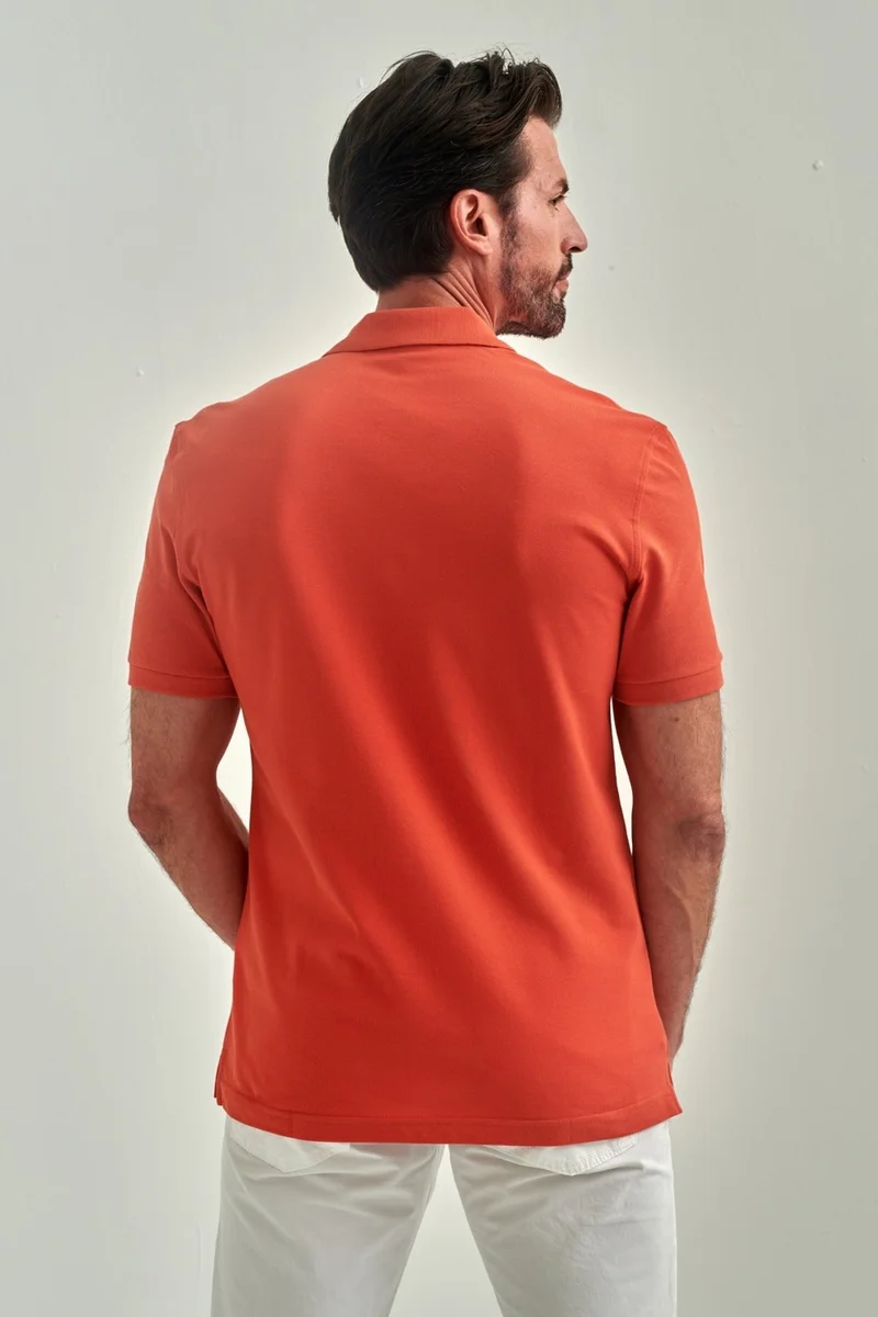 Bisse Men's Underwire Collar Basic Regular Fit T-Shirt ORANJ TS22Y22013_D22