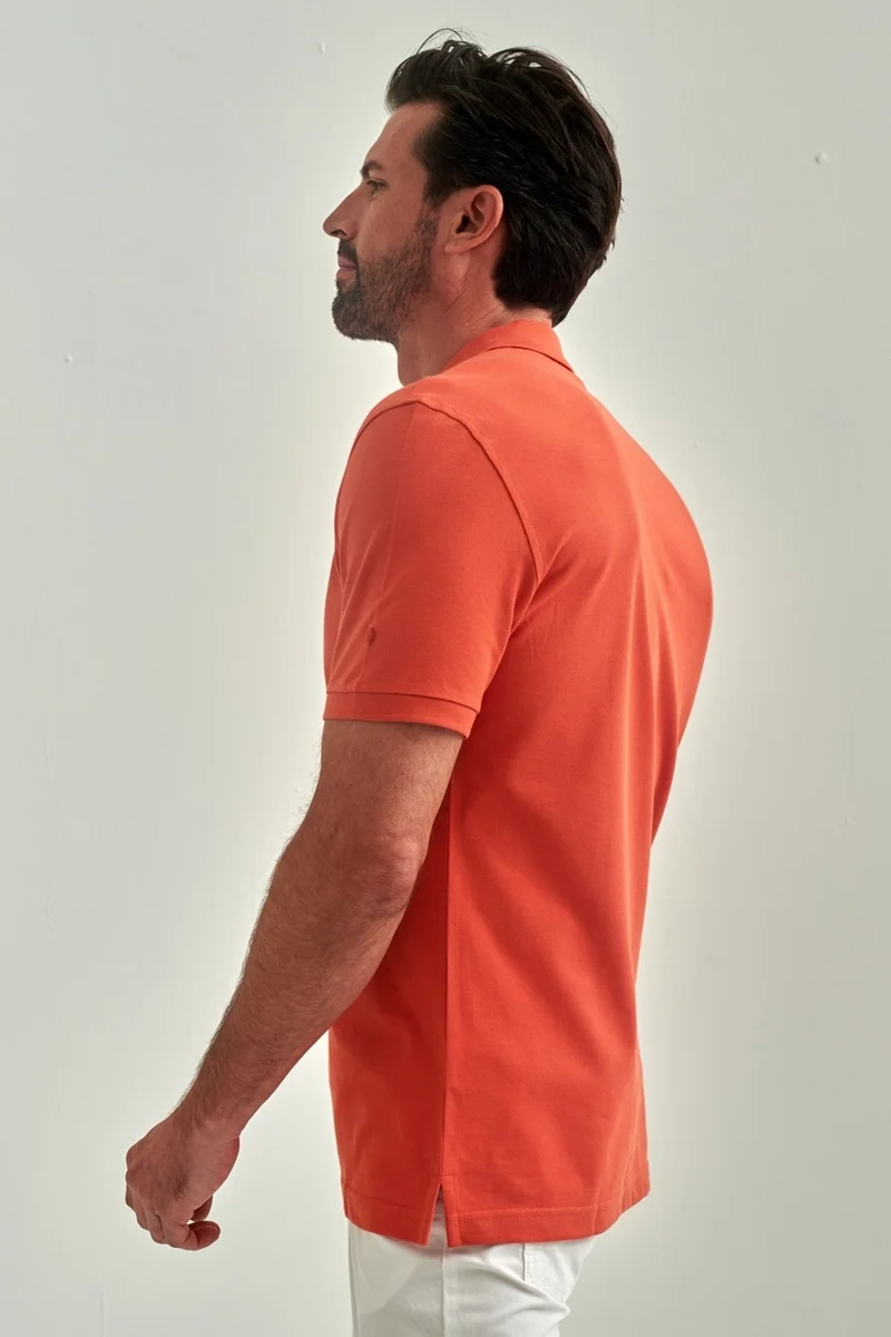 Bisse Men's Underwire Collar Basic Regular Fit T-Shirt ORANJ TS22Y22013_D22