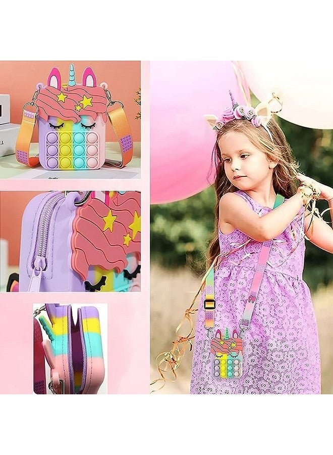 Gold Max GOLD MAX Unicorn Pop it Sling Bag - Crossbody Bag for Kids, Pop it Purse for Girls, Stress Relief Toys Pop It Bag for Girls, Fidget Purse for Kids, (Pack of 1 Pcs) - Image 3