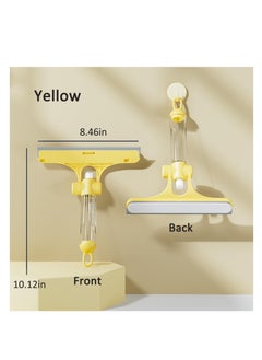 Excefore Squeegee for Shower Glass Door, 3 in1 Multifunctional Shower Squeegee, Heavy Duty Window Scrubber, With Stain Brush Head, for Shower Doors, Windows, Mirrors, Tiles and Car Glass etc (Yellow)  - Image 2